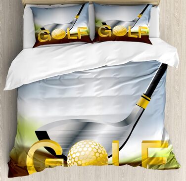 Набір підковдр для гольфу для односпальних ліжок, Sportive ActivityКлючка для гольфу, захист від алергії на кліщів з наволочкою, 230 x 220 см - 70 x 50 см, гірчичний шоколад 230 x 220 см - 70 x 50 см Гірчичний шоколад