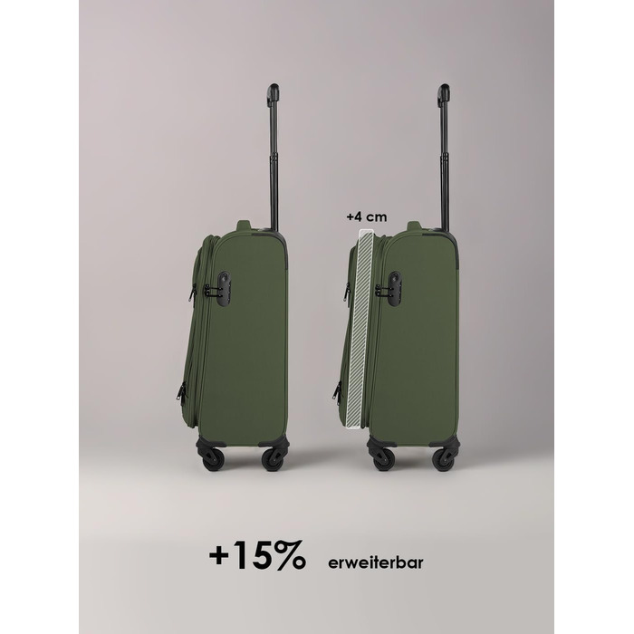 Набір валіз Smartbox 3-в-1 для жінок та чоловіків | Легкі та міцні валізи-ролики, якісний softcase, 4 колеса та кодовий замок | Розширювані | Колір: Slate-green (S 56 см)