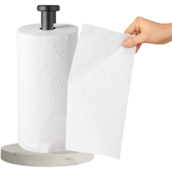 Тримач для паперових рушників на стільницю з мармуровою основою, вертикальний диспенсер для кухні та ванної кімнати, чорний