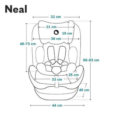 Дитяче автокрісло LIONELO Neal 15-36кг, Isofix, бічні протектори, маркування i-size, регульована спинка в 3 напрямках, регульований по висоті підголівник, система вентиляції (чорний)