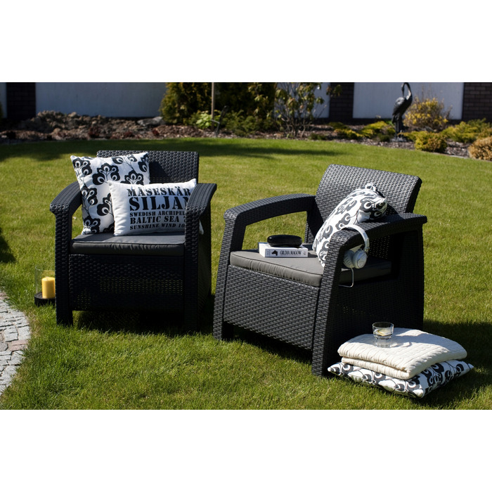 Комплект садових меблів Curver Keter Corfu II DUO, сірий, 2 предмети