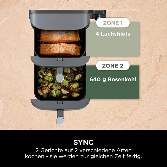Фритюрниця Ninja Foodi FlexDrawer AF500EUCP: 7-в-1, Dual Zone, Airfryer з подвійними зонами, чорний & мідний колір