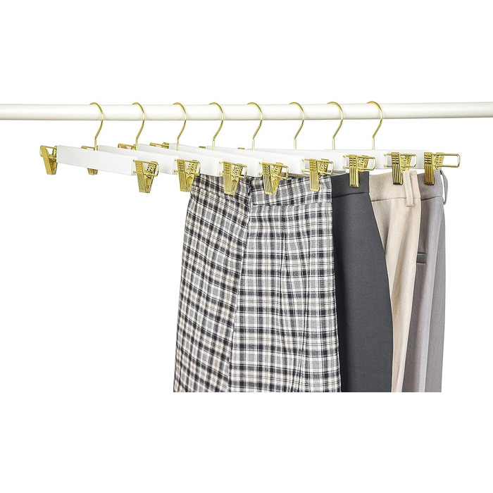 20 дерев'яних вішалок для одягу Amber Home 36 см: штани, шорти, спідниці, шкарпетки, білизна. Міцні, з антиковзними кліпсами та поворотним гачком