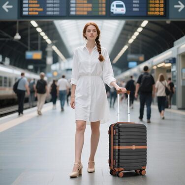 Валіза KONO, середнього розміру, 66 см, ABS+PC, з двома колесами та кодовим замком (темно-зелений/коричневий)