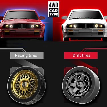 RC Дрифт-кар Drift Auto 1:16, 2.4 GHz, 30 км/год, 4WD, LED підсвічування, червоний, з акумулятором