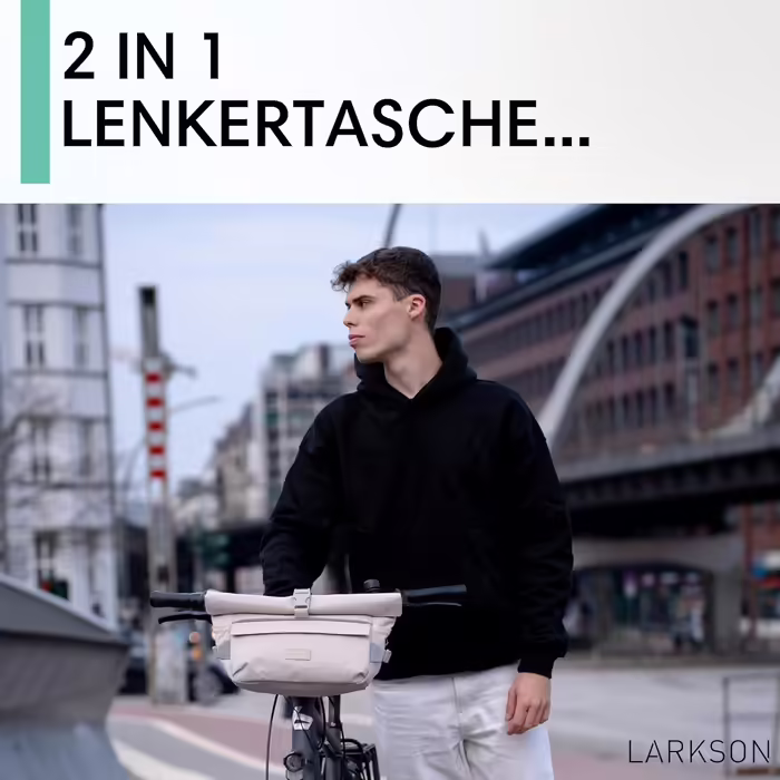 Сумка на кермо LARKSON Bicycle Green - Lasse - 2 в 1 Pannier & Shoulder Bag - Велосипедна сумка для передньої частини керма з відображенням - водовідштовхувальна (пісок)