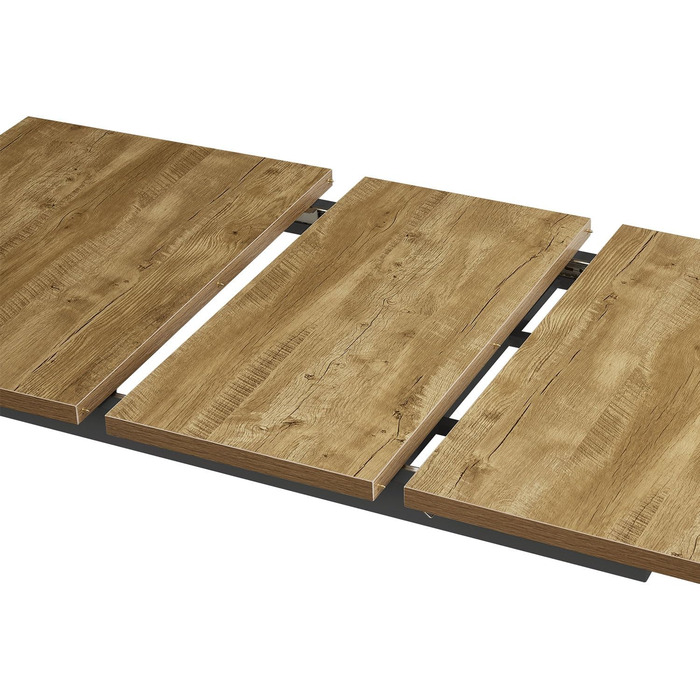 Розсувний обідній стіл B&D LARS 120-160 x 80 см для кухні/їдальні, стиль Industrial Modern, колір дикий дуб/чорний