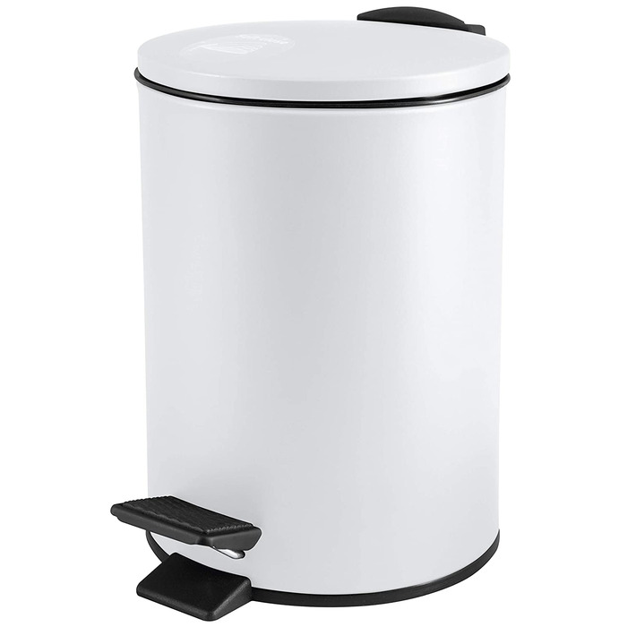 Косметичне відро Spirella об'ємом 3 літри з нержавіючої сталі з автоматичним опусканням і внутрішнім відром, відро для сміття Adelar для ванної кімнати, відро для сміття з м'якою кришкою (білого кольору)