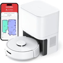 Робот-пилосос SwitchBot K10+ з док-станцією та вологими серветками, тиха робота 45dB, LiDAR-навігація, сумісний з Alexa