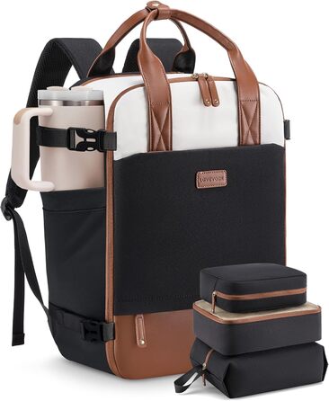 LOVEVOOK Рюкзак для ноутбука, жіночий, для подорожей, 15.6 дюймів, Carry On, водонепроникний, світло-рожевий