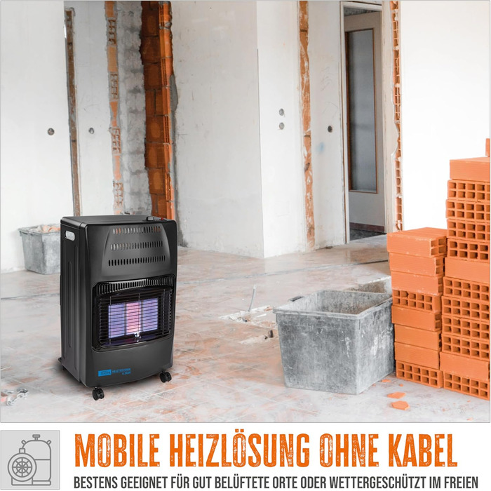 Газовий обігрівач Güde GGH 4200 K (4200 Вт, 3 режими, Piezo-запалювання, мобільний, 50 мбар, керамічні нагрівальні елементи, термозахист, 4 колеса, шланг та регулятор в комплекті)