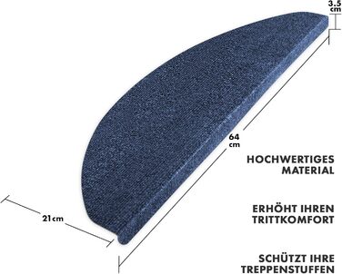 Килимки для сходів з текстильного волокна, 1 шт. самоклеящий, килим для сходів напівкруглий (Синій, Лейпциг)