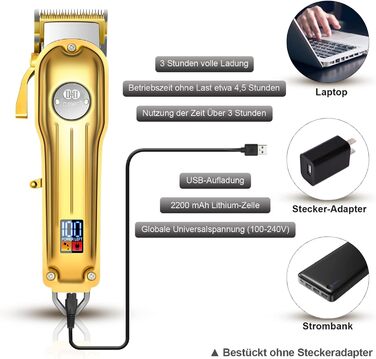 Професійний набір машинок для стрижки волосся CIICII (12 шт. USB LCD акумулятор) для перукаря своїми руками (золото)