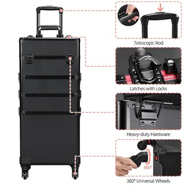 Косметичка-валіза Yaheetech 4-в-1 з роликами: зручний органайзер для макіяжу та косметики