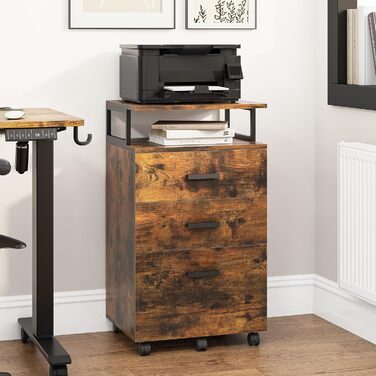 Мобільний архівний шафа YITAHOME на коліщатках, офісний контейнер з шухлядами, шафа-контейнер на колесах, тумба з шухлядами для дому та офісу, 45.7 x 36 x 76.2 см (Вінтаж-коричневий)