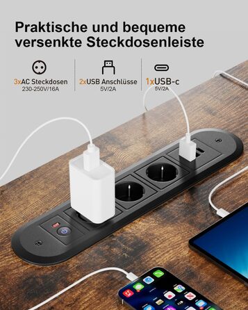 Регульований стіл з USB-портом та розеткою, 100 x 60 см. Електричний стіл, комп'ютерний стіл з пам'яттю, білий (коричневий)