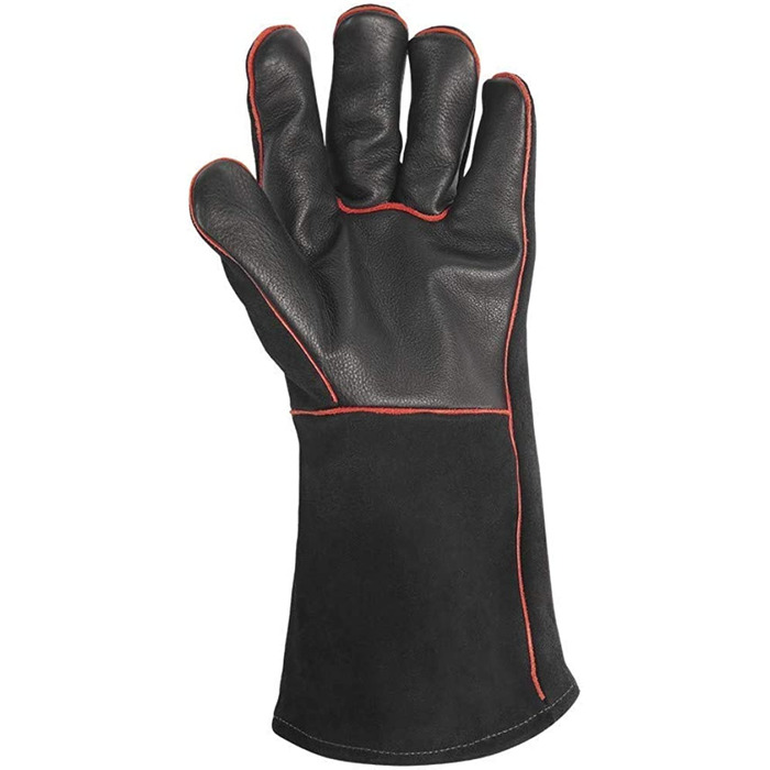 Шкіряні жаростійкі рукавички для гриля Weber чорні