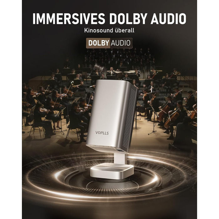 Mini проєктор Smart Beamer 4K з автофокусом, WiFi6, Bluetooth, 28000 люмен, підтримка Netflix та Dolby Audio. Підходить для домашнього кінотеатру та використання на вулиці. Сумісний з телефонами та ПК.