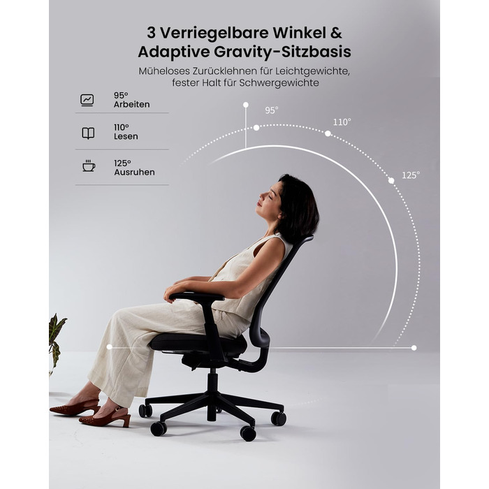 Офісний стілець ProtoArc Flexer ергономічний чорний з регулюванням глибини сидіння та дихаючою сітчастою спинкою для дому та офісу