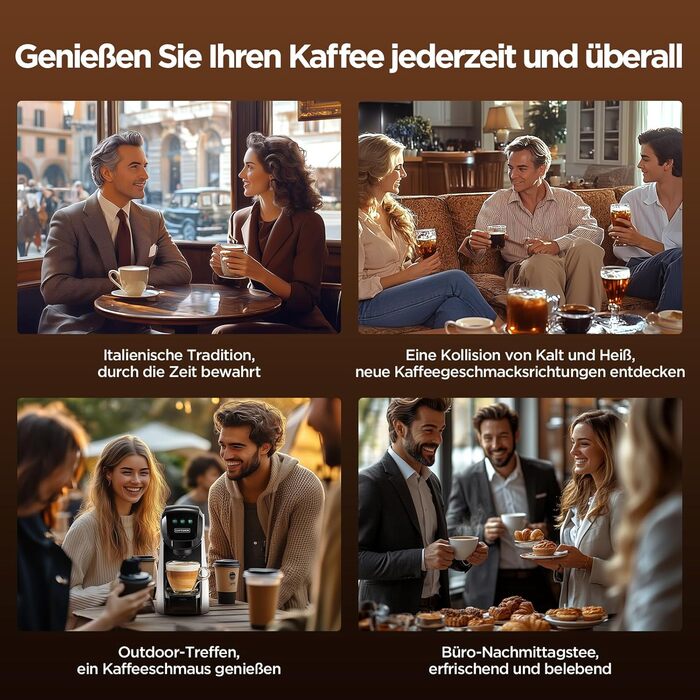 Кавомашина 5-в-1 Warriors1 для Nespresso, Dolce Gusto, Lavazza A Modo Mio, FAP Espresso Point та меленої кави, 20 bar, 0.8 л, автоматична, для дому та офісу, чорний