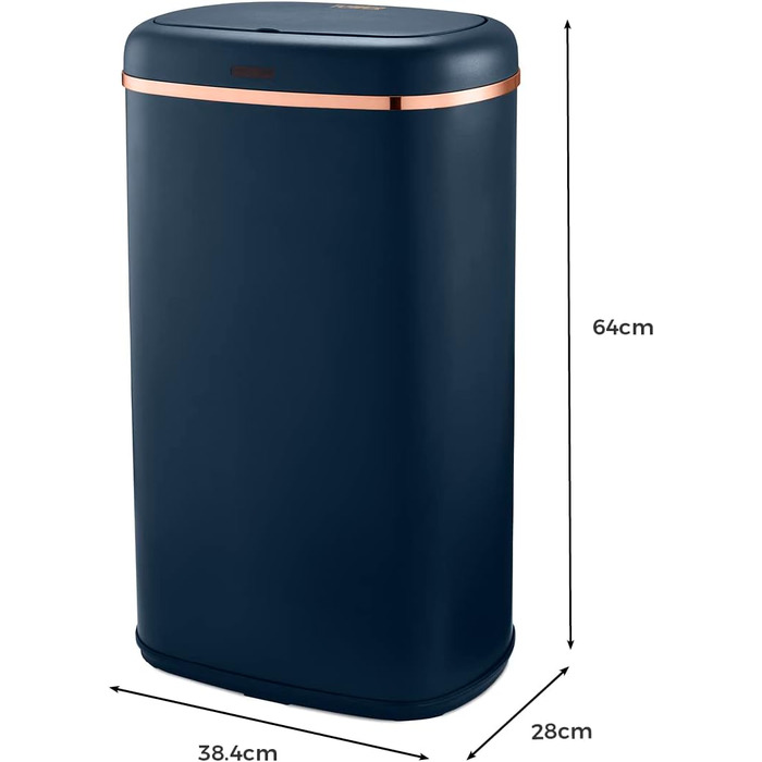 Tower 58 л квадратний сміттєвий бак з датчиком (Midnight Blue And Rose Gold)
