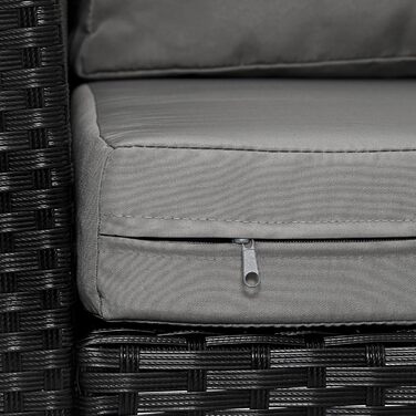 SVITA Roma: Комплект садово-розплічної групи з ротангу для відпочинку та обіду (софа, крісло, стіл), чорний колір