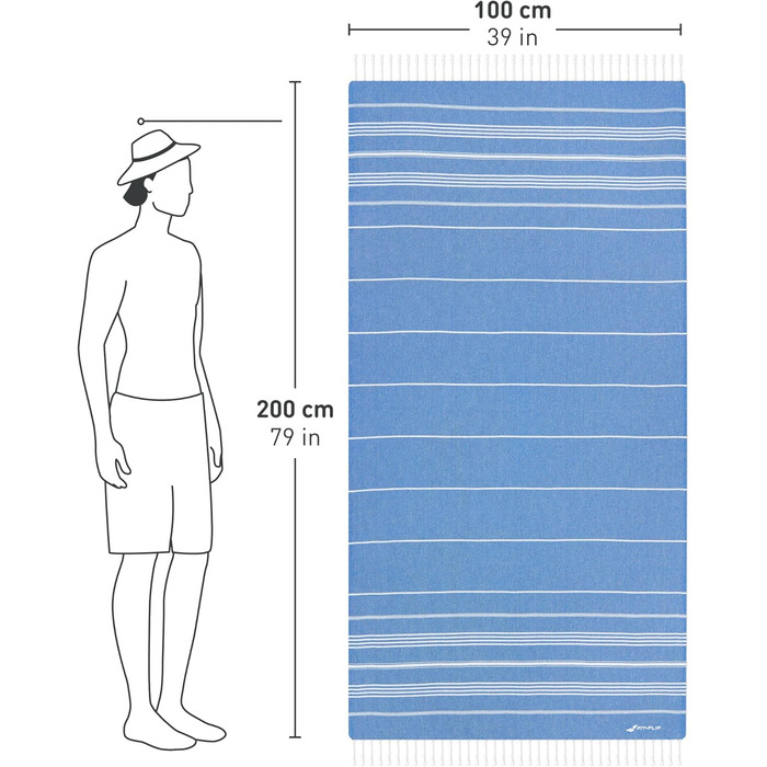 Рушник для хамаму Fit-Flip 100 перероблена бавовна рушник для сауни, пляжний рушник, банний рушник 100x200см Sultan Blue