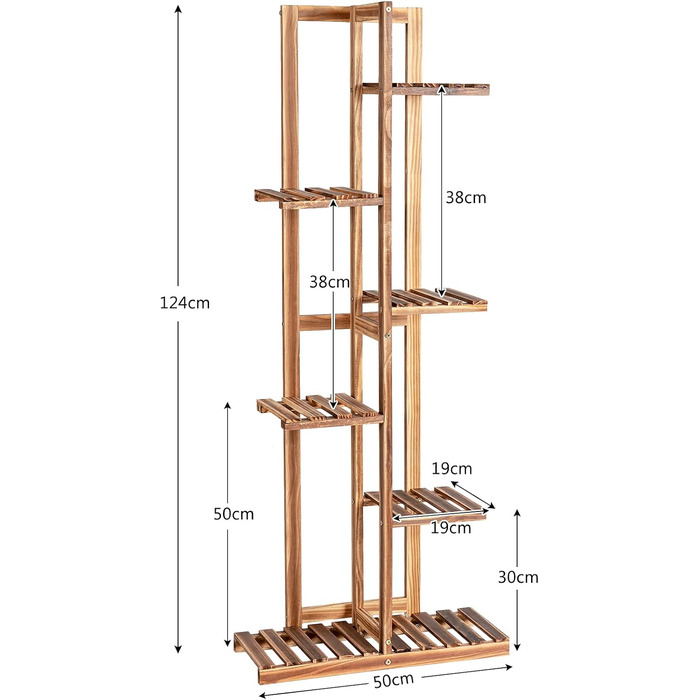 Окремо стояча полиця для квітів COSTWAY, багаторівневі дерев'яні сходи для квітів (6 ярусів/коричневий)