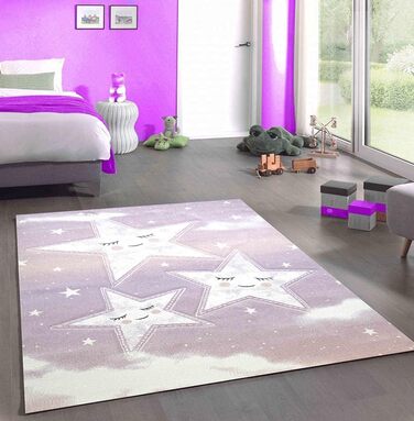 Ігровий килим Дитяча кімната Stars Sky Clouds Design Рожево-кремовий розмір (80 х 150 см)