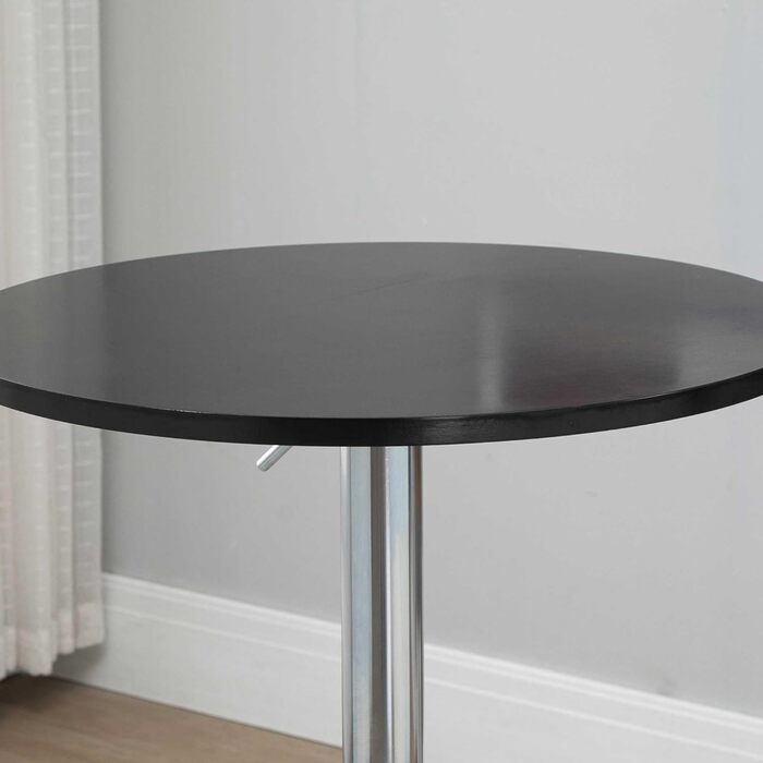 Барний стіл Круглий обідній стіл 360 Регульований по висоті кухонний стіл Сучасний барний стіл Стіл для бістро сталевий чорний Ø61 x 70-90 см