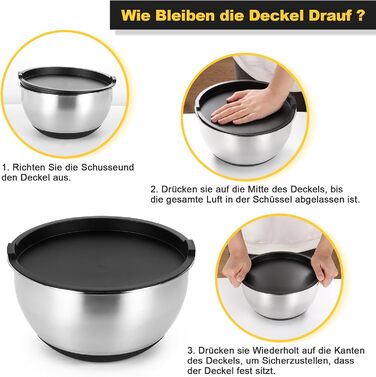 Набір мисок з нержавіючої сталі, 7 шт. з кришкою, тертки, для випічки та зберігання, стакові, універсальні, придатні для миття в посудомийній машині (0,63/1/1,5/2/3/4/5 QT)