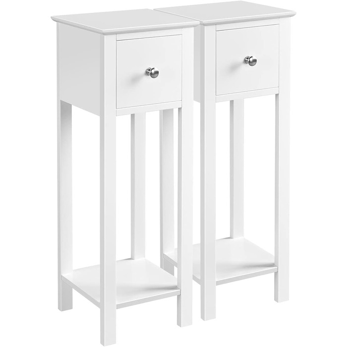 Нічний столик Yaheetech (2 шт.) з шухлядою та полицею, білий - для вітальні та спальні