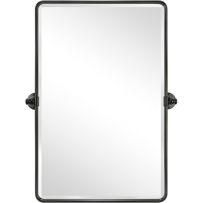 Дзеркало для ванної кімнати TEHOME 50,8 x 61 см, поворотне, матовий чорний, прямокутне, з металевим каркасом, для вертикального кріплення на стіну