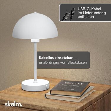 LED настільна лампа Skølm Aeriala: регульоване світло, USB-C зарядка, до 10 годин роботи, метал, тепле світло