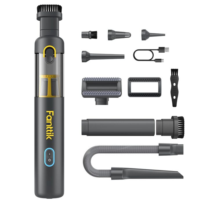 Акумуляторний автомобільний пилотяг Fanttik Slim V8 APEX, портативний ручний міні-пилотяг 4-в-1 RobustClean™, потужність 19000 Па/45 AW, 2 режими всмоктування, для авто, офісу та клавіатур (Сірий)