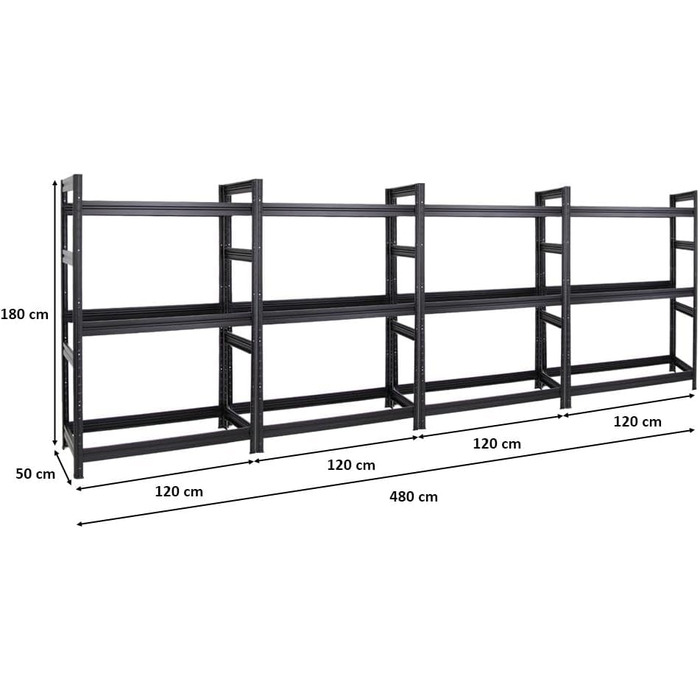 Стелаж для шин PROREGAL Dino, 4 шт. (180x480x50 см) - 48 шин, 150 кг/полиця