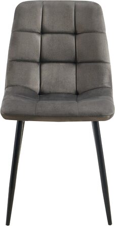 CLP Комплект обідніх стільців 4 шт. з велюру Asti, зручні кухонні стільці з м'яким сидінням, стільці для обідньої кімнати з підлокітниками, витримують до 150 кг, колір: антрацит