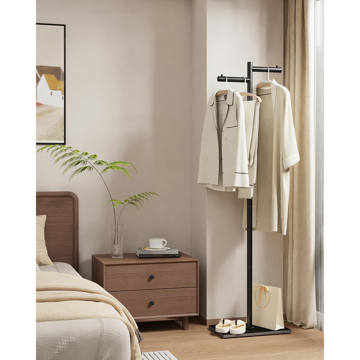 Підлоговий вішак для одягу Metall, 175 см, білий. Підходить для курток, шапок, сумок. Стабільна база, розмір 39x26x175 см.