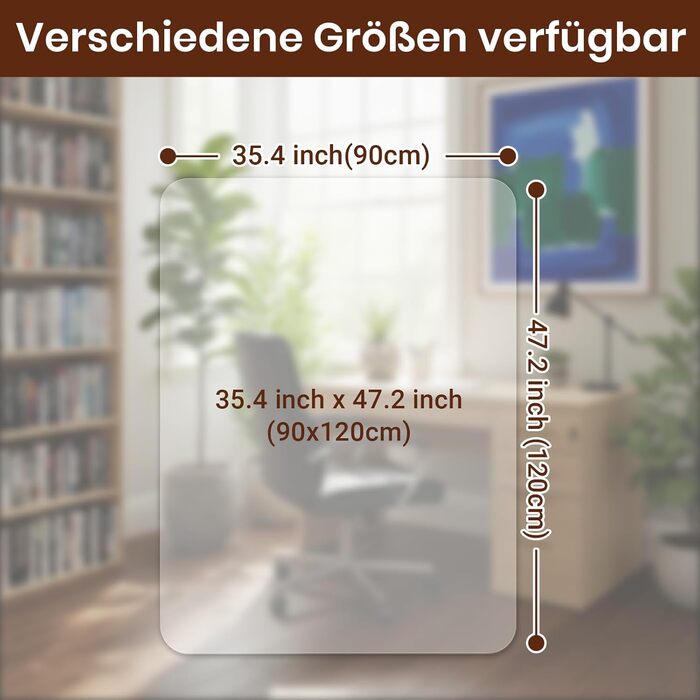 Захисна килимок під офісний стілець COSYLAND - антиковзаюча підкладка для офісу, 120x150 см, 90x120 см, прозора, білий колір