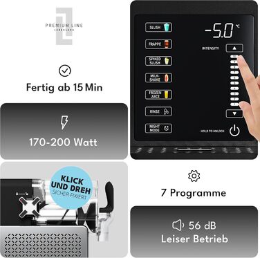 LEBENLANG Преміум машина для приготування сляш 2L - 5 режимів, швидка заморозка за 15 хв, з книгою рецептів та автоочищенням. Ідеальна для дому. Машина для сляш, фрозен сляш, сляшмейкер