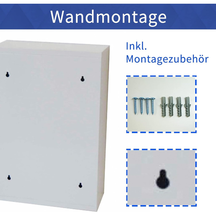 Шафка для ліків Style Home з приладною ручкою, 60x30x12 см, 4 відділення, металева, з дверцятами зі скла, з ключем (біла)