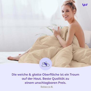 Постільна ковдра Wolkenfeld 200x200 з бавовни - комплект з 2 наволочками 80x80 - дихаюча, приємна до шкіри та легка у догляді - постільна ковдра на весь рік з блискавкою, Oeko-TEX – сіра (бежева, 200 x 200 см)