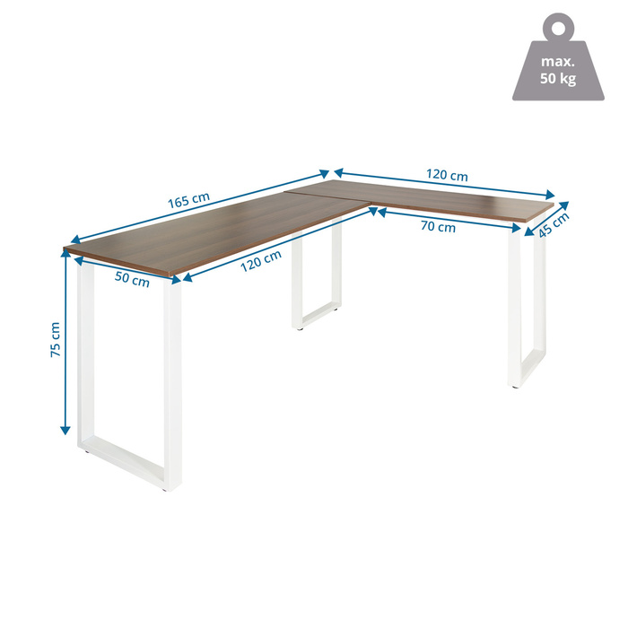 Робочий стіл WORKSPACE BASIC I 165 x 120 см горіх / білий hjh OFF