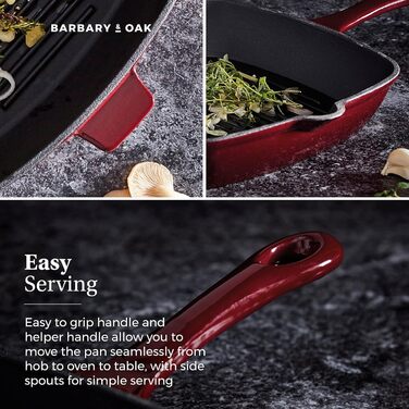 Сковорода-гриль Barbary & Oak BO800256GRN з емальованим покриттям, зелений, 26 см