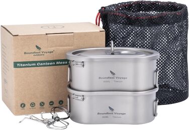 Набір для приготування їжі iBasingo Ti2046C: титановий посуд для кемпінгу та подорожей (600мл каструля, 300мл чашка)