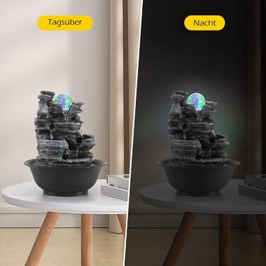 Кімнатний фонтан Dyna-Living з роликовою кулею, LED-підсвічуванням, полірезин, стиль 