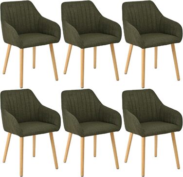 Набір стільців для їдальні з підлокітниками, бежевий, набір 6 шт. з дерева та поліестеру