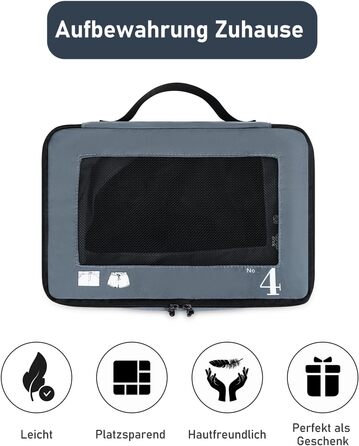 Набір органайзерів для подорожей ECOHUB (7 предметів) — органайзери для валізи та рюкзака з переробленого PET-пластику, сірі