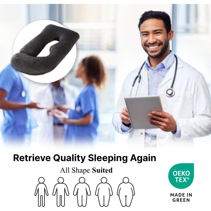 Подушка для вагітних ALLOPERA, анатомічна подушка для всього тіла (145 см) знімним чохлом з велюру для підтримки спини, ніг та живота, чорна