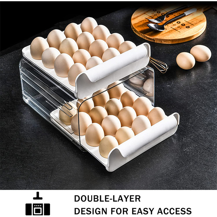 Ящик для яєць, холодильник Ящик для зберігання яєць, Ящик для зберігання яєць, штабельовані ящики для зберігання яєць на 32 подвійних шару